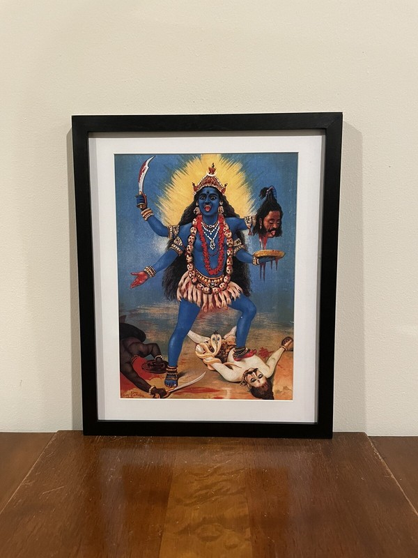 Kali Trampling Shiva Raja Ravi Varma Framed Print 12x15 Hindu Goddess of Death gallery