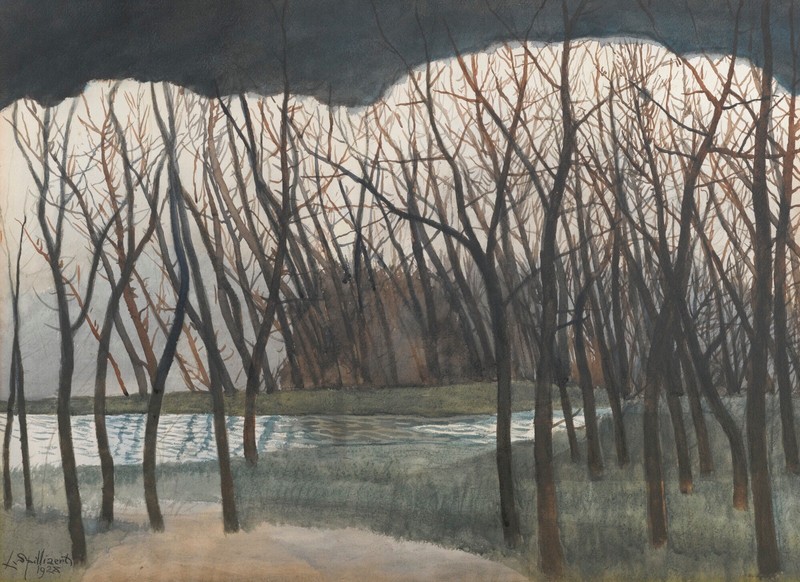 Léon Spilliaert – Pond Surrounded by Trees (1928) – 17″ x 22″ Fine Art Print