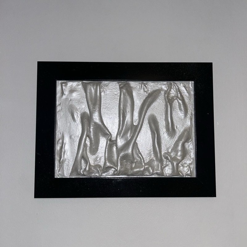 Handmade Wall Art Crafted Silver Grey Changes Colour Under Light x 14.5 x 11 in