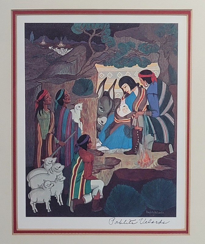 PABLITA VELARDE Nativity Scene Prints (2) Native American, Santa Clara Pueblo NM gallery
