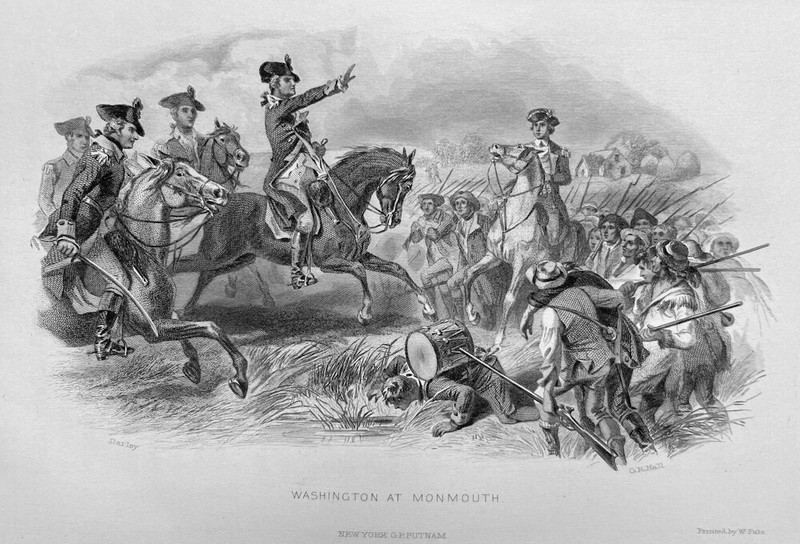 GEORGE WASHINGTON BATTLE OF MONMOUTH COURT HOUSE, 1857 Art Print Engraving RARE!