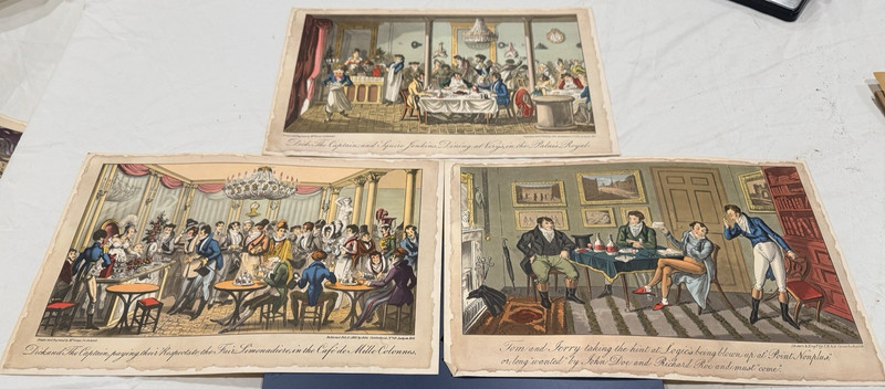 3 I.R. & George Cruikshank Lithograph Color Prints 15 1/2″ x 10 1/4″