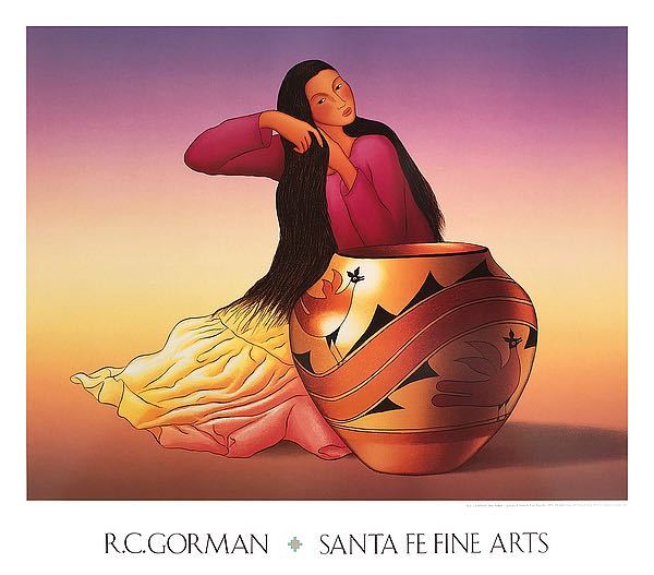 Dine Woman by R. C. Gorman Art Print Southwest Native Latin Pottery Poster 31×27