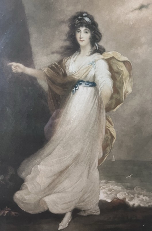 Antique Art Nouveau Framed colored Print «Miranda» by Artist John Hoppner 29.5″