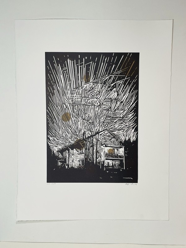 German Artist Stefan Kürten Signed Linocut Print. Alexander & Bonin Gallery NYC. gallery
