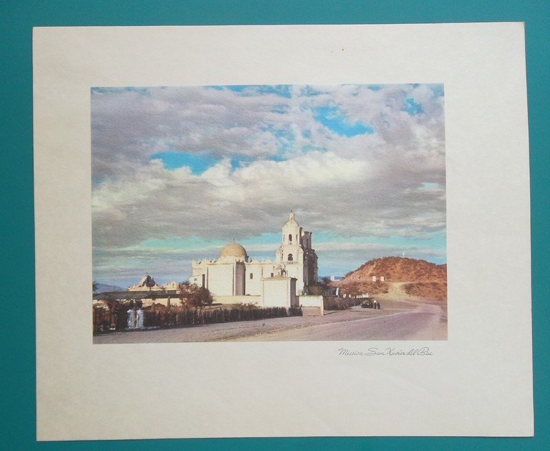 CALIFORNIA Mission San Xavier – 1940s COLOR Antique Print by Standard Oil