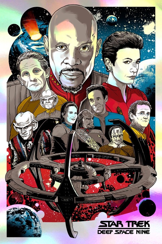 STAR TREK Deep Space Nine Joshua Budich Rainbow Foil Poster 24″x36″ Mondo S/N