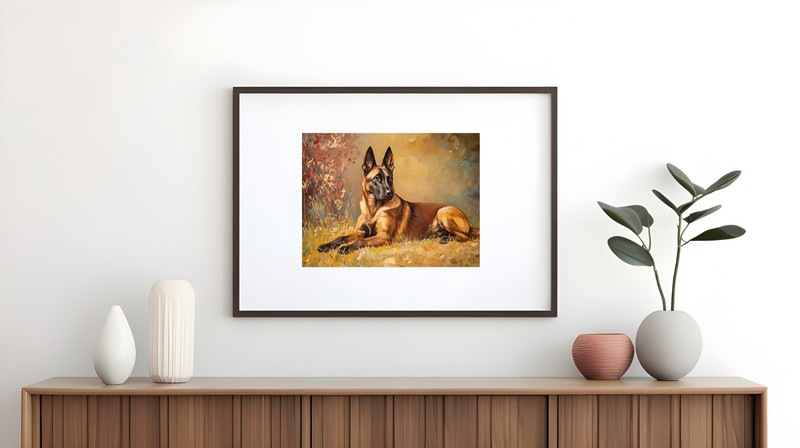 Belgian Mallinois Dog Animal Painting Print Unframed Canvas Wall Art 30 x 40cm gallery