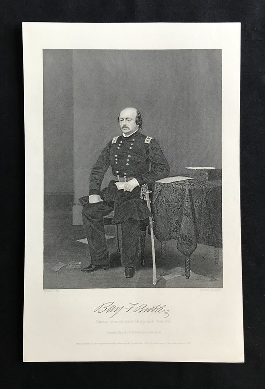 steel engraving Butler Benjamin Franklin General Union Army Civil War politici 1