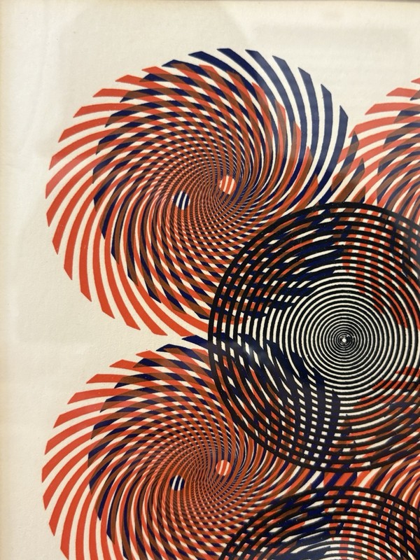 🔥 Vintage '60s ABSTRACT Modern OP ART Spirals GALAXIES Lithograph, ANDERSON gallery