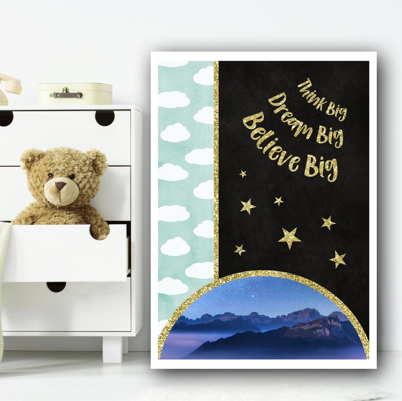 Universe Imagery Chalk 1 Children’s Nursery Bedroom Wall Art Print