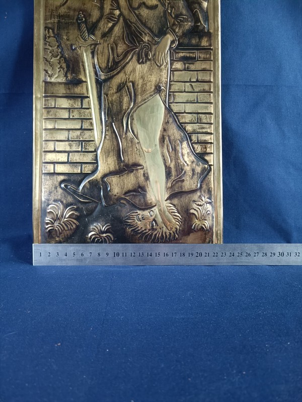 Metal engraving repoussé depicting Judith with the head of Holofernes, 51×23 cm gallery