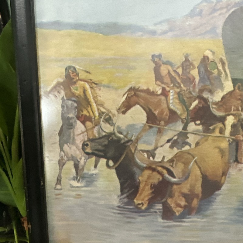 Vintage Frederic Remington The Emigrants Framed Print Litho Americana gallery