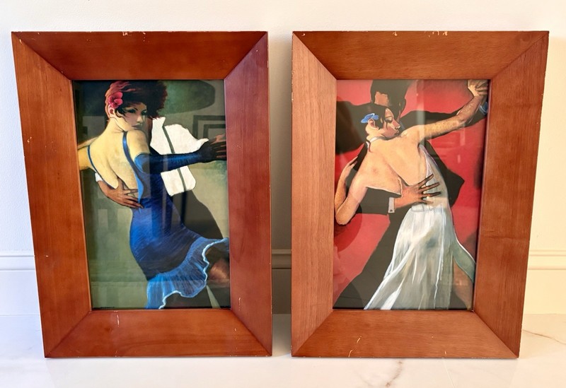 Bill Brauer 1981 Large Art Print Framed Carmine Cafe Tango Dancers