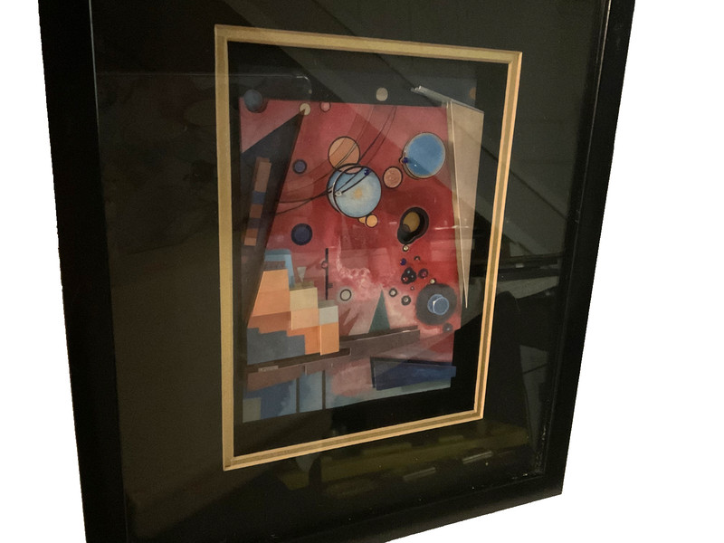 Repro of Wassily Kandinsky 1924 framed abstract painting HEAVY RED, 3D effect gallery