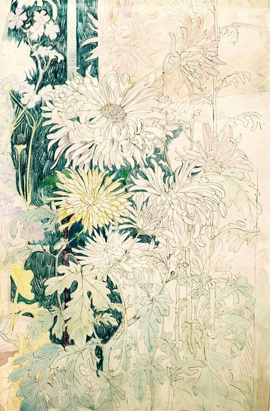 Chrysanten en enkele andere herfstbloemen by Theo van Hoytema Art Print