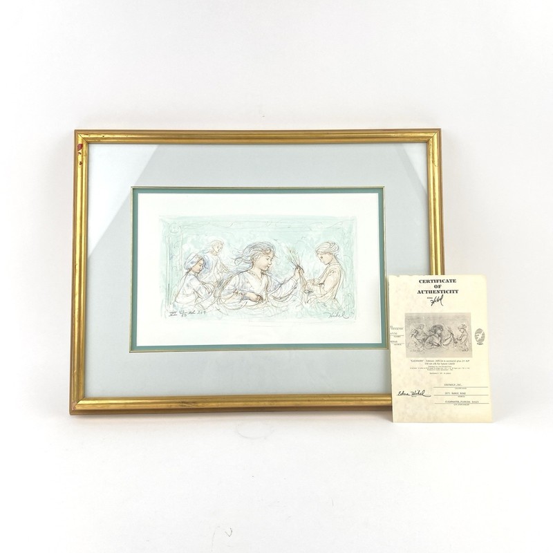 Edna Hibel 1983 «Gleaners» Ed. 209 Signed 47/50 Framed Lithograph 24″x18″ w/COA