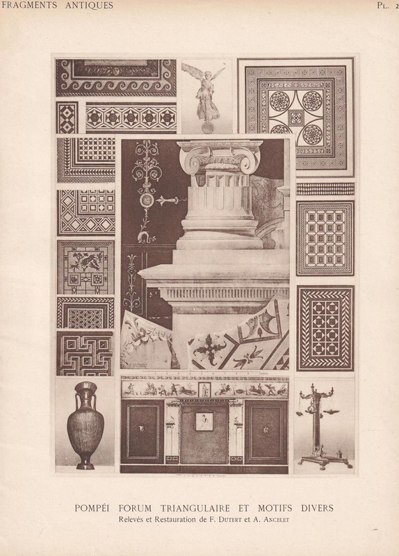 c. 1910 POMPEII: FORUM TRIANGULAR – Roman Architecture Print – 8.6 x 12 Inches