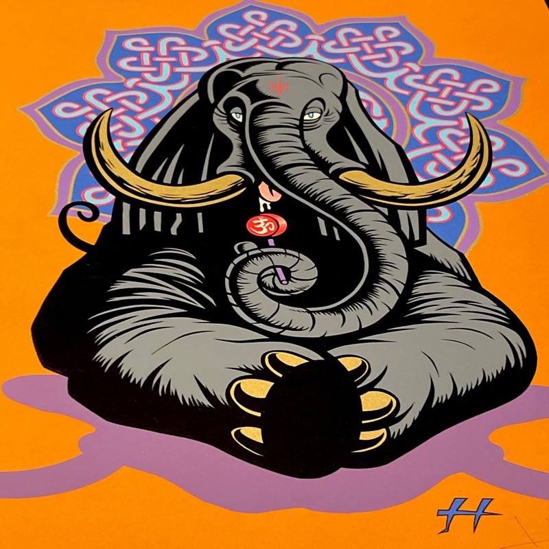 Ganesha Lollipop Art Print Justin Hampton Elephant Poster #13/100 Signed Art