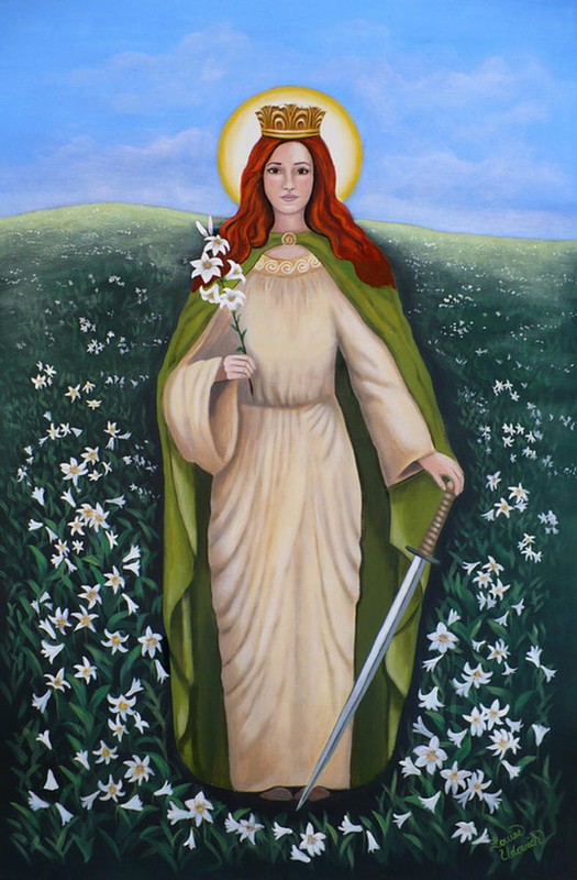 Catholic print picture – SAINT St Dymphna 8″ x 10″ ready to be framed