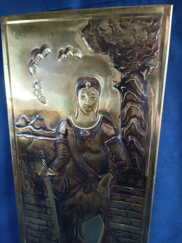 Metal engraving repoussé depicting Judith with the head of Holofernes, 51×23 cm gallery