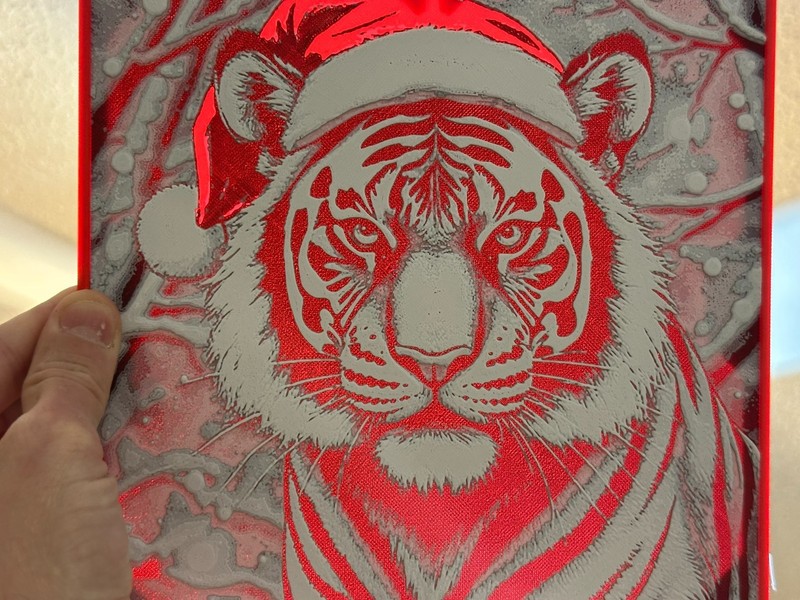 Winter Wonder Tiger 3d Image – Light Box Compatible – Wall Hanger Frame Included