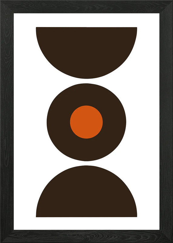Abstract Geometric Shapes in Brown Framed Wall Art Poster Canvas Print Picture