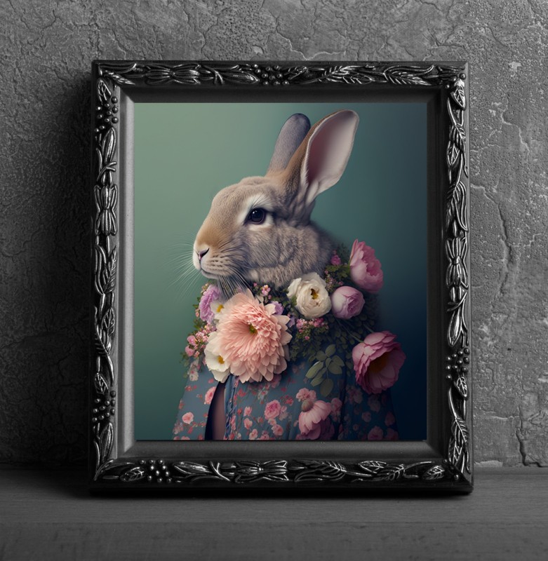 Floral Rabbit Bunny 8 x 10 Photograph Photo Picture Art Print Wall Hanging