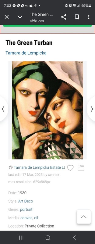 Original oil painting reproduction of Tamara de Lempicka, The Green Turban gallery