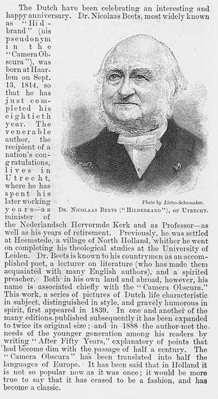NICOLAAS BEETS Dutch theologian, writer and poet – Antique Print 1894