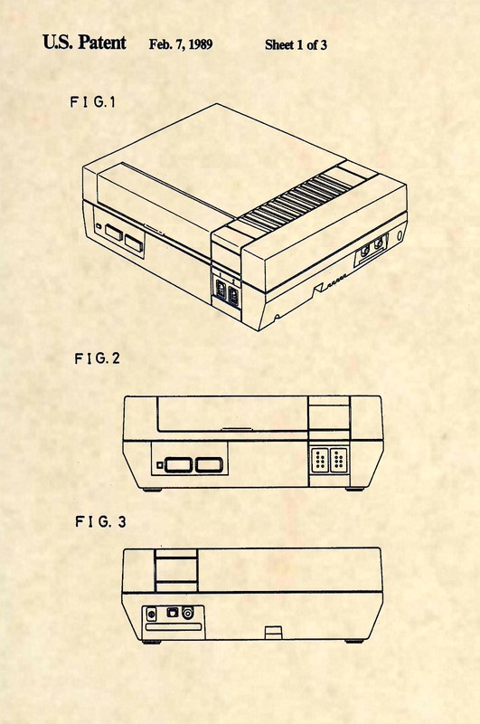 NES Nintendo Console Official US Patent Art Print – Original 1989 System – 337
