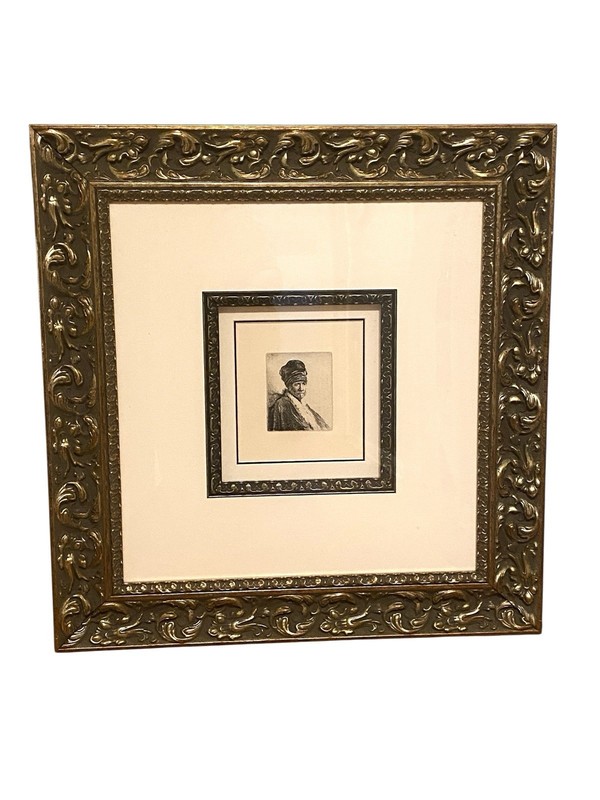 Rembrandt Etching Bust of a Man High Cap Millennium Edition Park West #131336