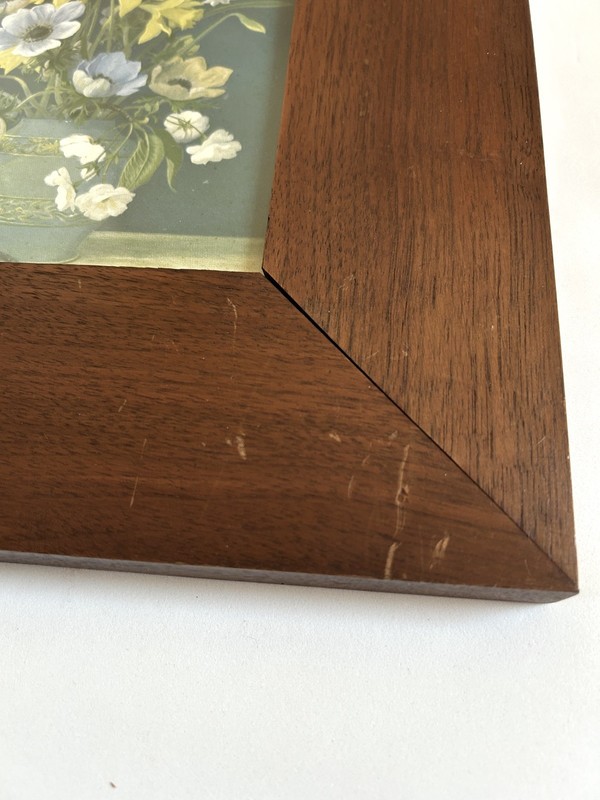 Vintage Wood Frame Floral Print Vase Flowers Framed gallery