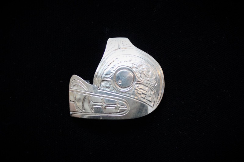 Harvey Williams Original Hand Engraved Silver Barrette Wolf First Nations 1990s