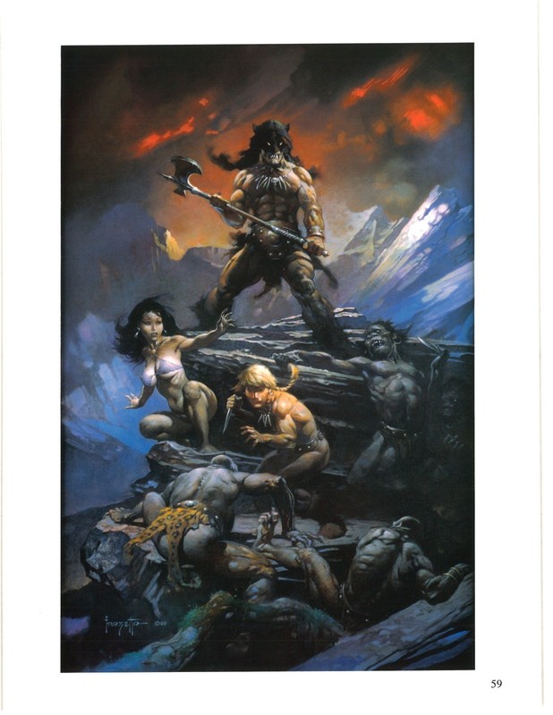 Frank Frazetta Art Print – FIRE & ICE Frazetta/Sun Litho-Print 1986