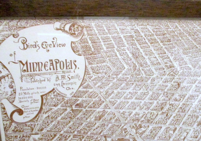 MPLS MN Birds Eye View MAP ART PRINT Buildings Streets 1850's reprint of 1891