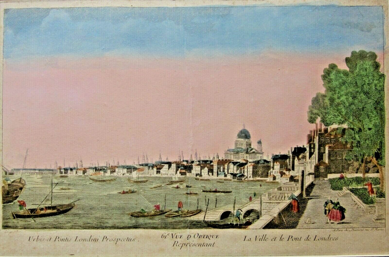 c1780 Vue d'Optique Panorama City Thames London Bridge St Pauls Ships Daumont gallery