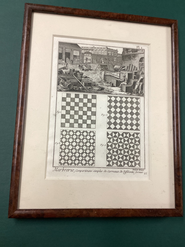 18th Century Engraving Marble Cutting, Designs Architect Robert Benard