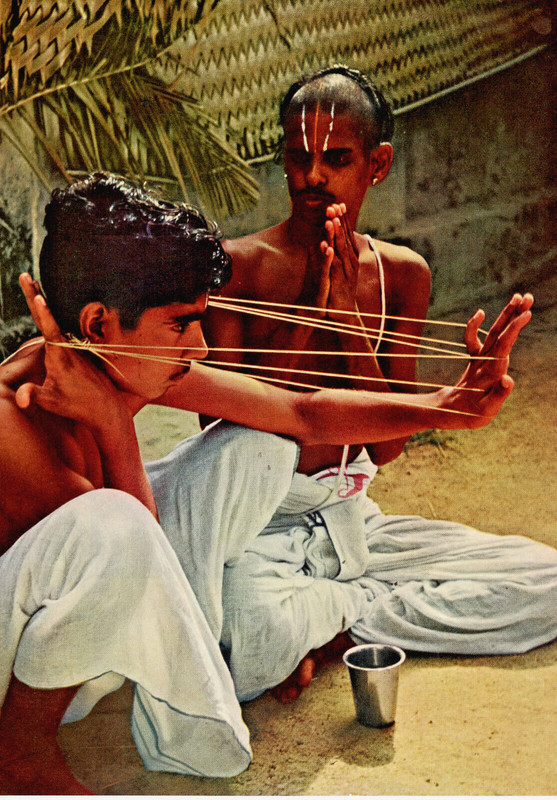 1957 Vintage Print India Hinduism Hindu Sacred Thread Vishnu Boy Praying
