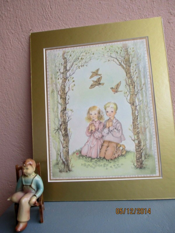 vintage Masha illustration of children praying in garden 1941