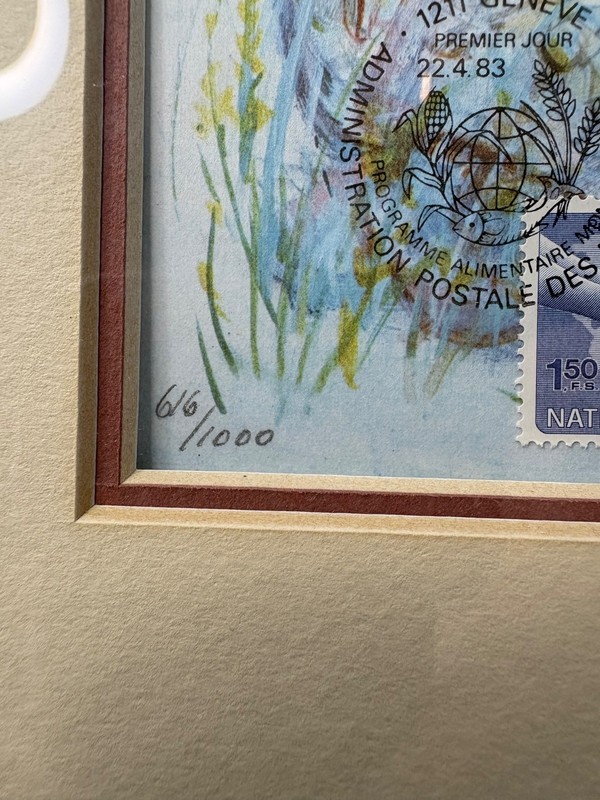 Edna Hibel 1983 "Mother Earth" Lithograph Original Frame Signed Stamped Numbered gallery