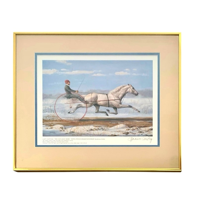 Horse Racing Print Signed Jenness Cortez Equestrian Art Decor