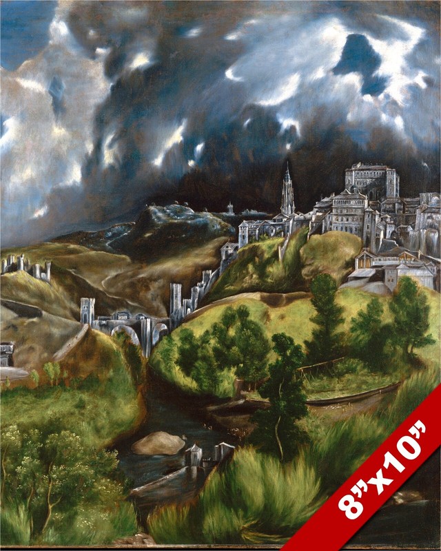VIEW OF TOLEDO SPAIN SPANISH LANDSCAPE PAINTING EL GRECO ART REAL CANVAS PRINT
