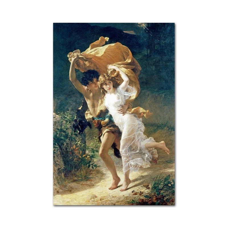 Couple In The Storm By Cot Antique Image 4×6 Art Paper Print