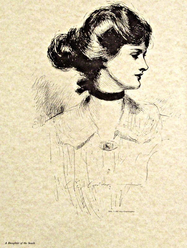 "A DAUGHTER OF THE SOUTH" (GIBSON GIRL)~ *1909 PEN-AND-INK SKETCH - (11" X 14")* gallery