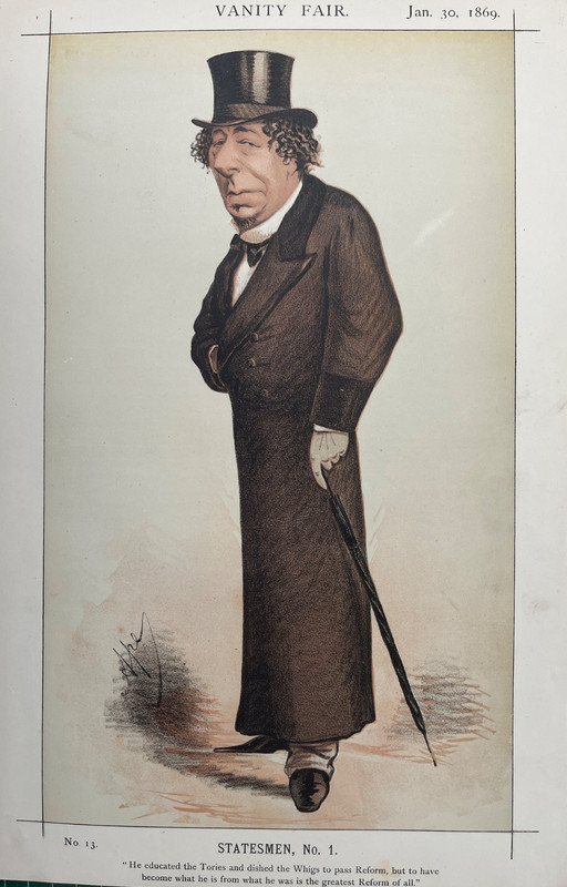 1869 Antique Print: Vanity Fair Caricature. Sir Benjamin Disraeli