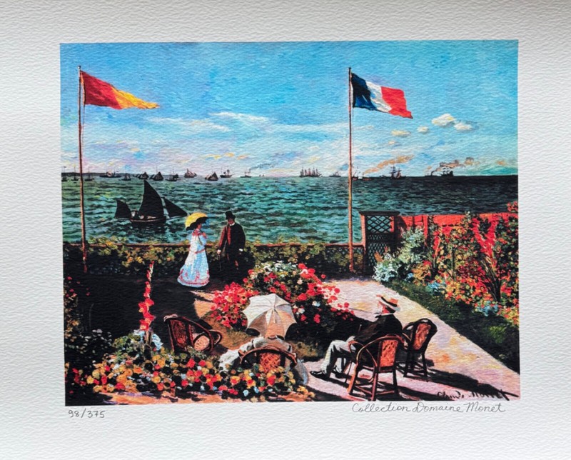 Claude Monet TERRACE BY THE SEASIDE Estate Signed Limited Edition Giclee 16"x12" gallery