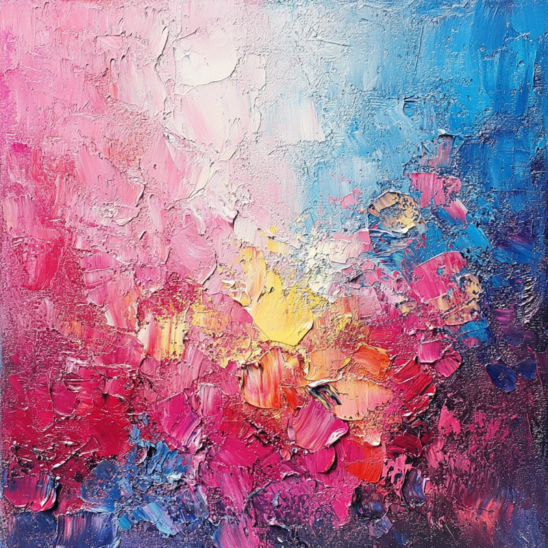 Multicoloured Abstract Oil Modern Style Painted Canvas Wall Art Picture Print