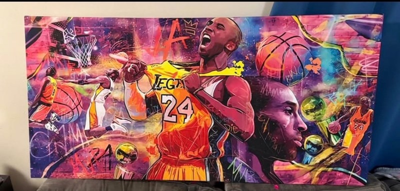 Kobe Bryant Graffiti Wall «LEGEND» Lakers GIANT 54×26 Ready to Hang Canvas