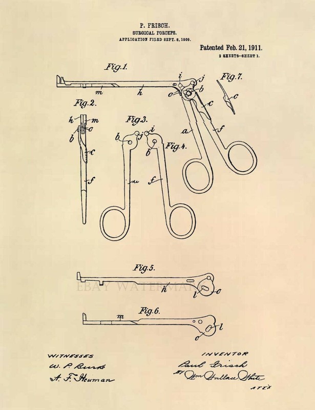 Surgical Forceps US Patent Art Print – Surgeon Foreceps Doctor Medical – 592
